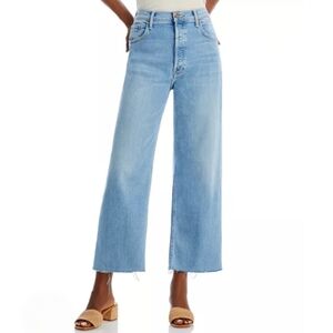 MOTHER High Waisted Spinner Ankle Fray Jeans Sz 30 Cropped Blue Denim